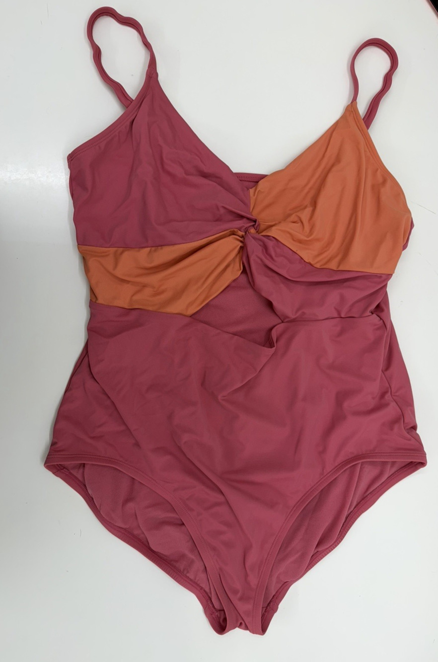 Time and Tru Womens Swimsuit Size 2x One Piece Pink and Orange